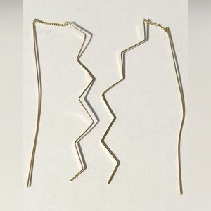 Gold Zig Zag Dangling Earrings